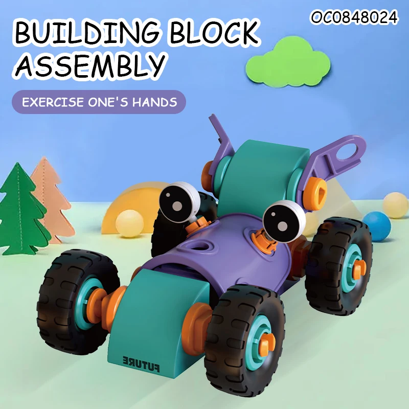 Diy assembly model soft play building block puzzle sets cars stem toys 2023