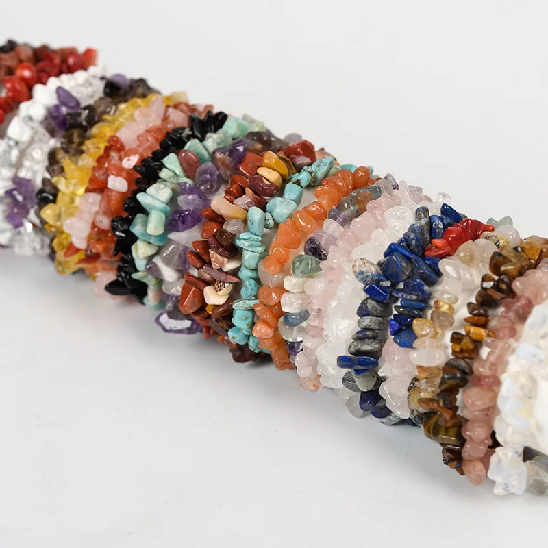 Wholesale Natural Stone Bracelet Mixed Irregular Crushed Stone Crystal Bracelet Handmade Rose Quartz Bracelet For Women Jewelry