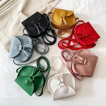 Candy Color Supper Mini Crossbody Tassel Bags For Kids Cheap Fashion Shoulder Messenger Bag Child's Keys Purses and Handbags