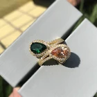Emerald Zircon 925 Sterling Silver Wedding Emerald Zircon Ring For Women