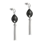 Black Earring Handmade Elegant Black Ceramic 925 Sterling Silver Tassel Earring Beautiful Woman Jewelry