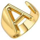 Finger Ring New Simple Design Initial Letter Finger Ring Accessory Adjustable Open Ring Jewel