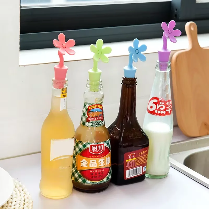 product 2025 food grade silicone wine stopper flower shaped beer bottles keep fresh stopper-3