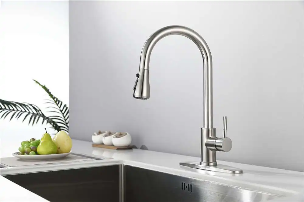 product brass  sus304 stainless steel hot and cold mixer tap   brushed gold  matte black kitchen faucet mixer tap524-55