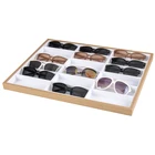 Stand Tray 2021 New Design 18 Slots Eyewear Packaging Wooden Eyewear Display Box Stand Sunglasses Tray
