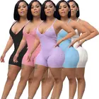 Rompers Boutique Ladies Bodycon Rompers Strap Backless Rib Knit Summer 1 Piece Women Short Jumpsuits