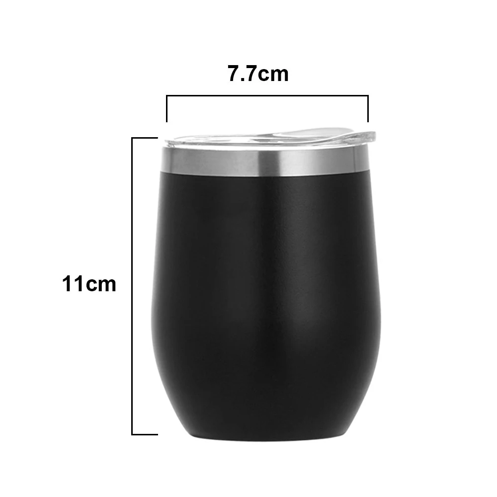 Wholesale custom logo 12oz egg shape stainless steel metal stemless wine tumblers with lid