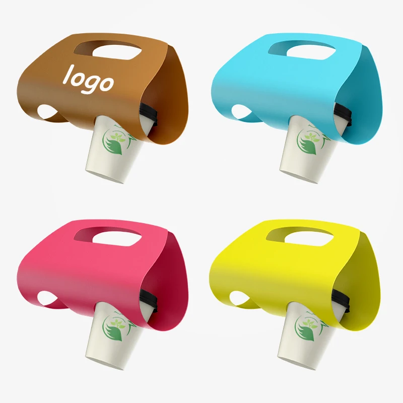 Wholesale paper cup carrier customized logo foldable cardboard 1/2/4 compartments disposable coffee tea paper cup holder