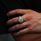 Gold 18K Gold Plated Iced Out Ring Hip Hop Jewelry Cubic Zirconia Stone Men Rings