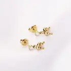 New Earrings 2020 New Design Girly Gold Plated Stainless Steel Crystal Gourd Shaped Pendant Earrings