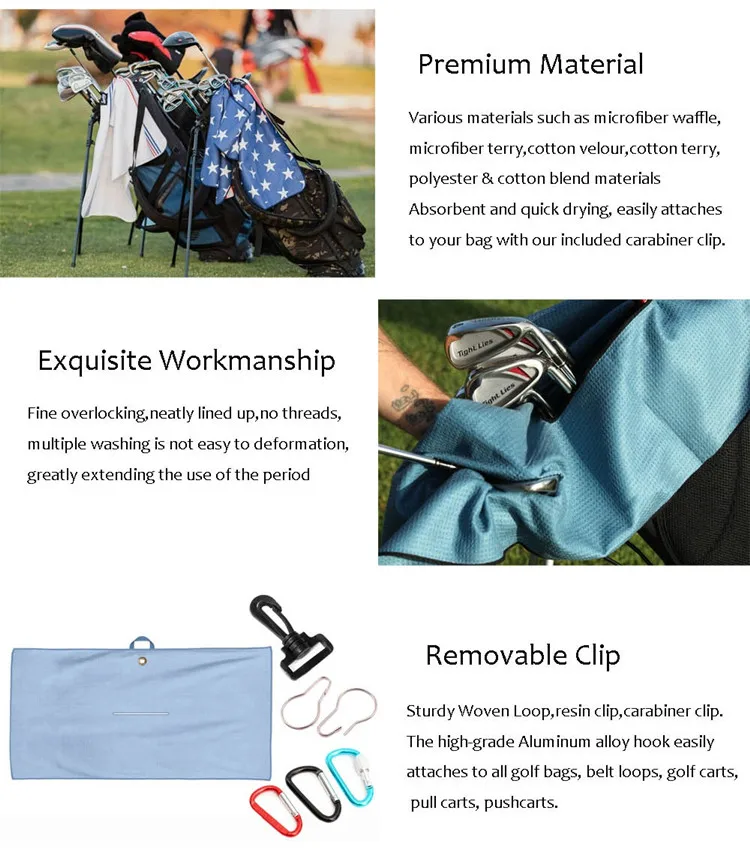 Golf Towel Magnetic Microfiber Waffle For strong Hold To Golf Carts