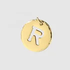Bulk Metal Charm 2021 HOT Bulk Stainless Steel Gold 26 Letter Metal Initials Pendant Charm For Jewelry Making