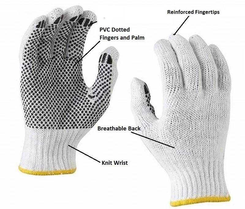 cotton work gloves with pvc dots