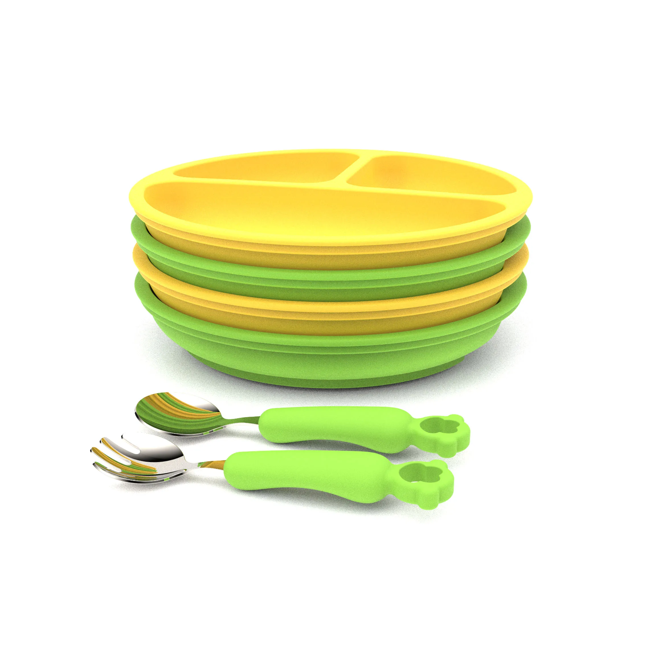 Wholesale Bpa Free Kids Tableware Food Plate Mat Baby Bowl Silicone Feeding Set With Box