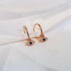 Blue Earrings Earrings Gemnel Hot Sale Fashion Design Gold Plated Blue White Zircon Lucky Eye Hoop Earrings