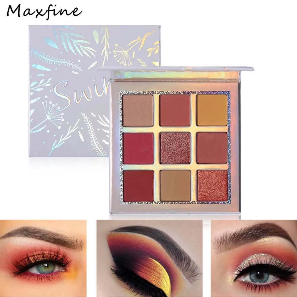 Custom Logo Pigment Color Shinny Glitter Eyeshadow Holographic Makeup Private Label Eye Shadow Palette 9 Color
