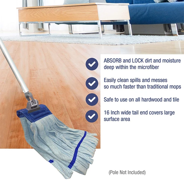 Large Microfiber Tube Mop (14 oz.) | Commercial Wet Mop Head Replacement | Industrial, Machine Washable Refill