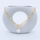 Pearl Jewelry Necklace Classic Simple Women's Gold Plated Pearl Jewelry Necklace