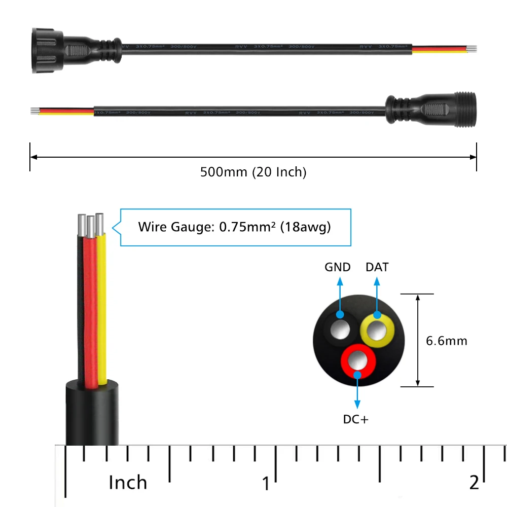 Core Black Waterproof Pigtail Cm Long Each Male And Female Awg