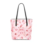 Handbags Grade Print On Demand Women Casual Handbags High Grade PU Leather Lady Tote Bag Rose Print