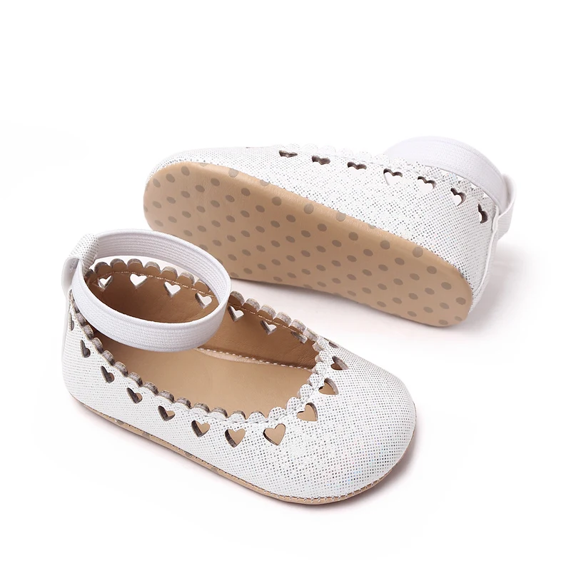 Elastic Solid Color love Hollow Soft Soles for Baby Girls Fashion Princess Toddler Leather Shoes manufacture
