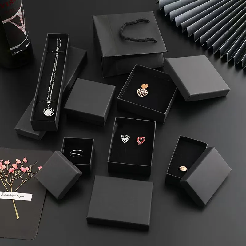 Classic Kraft Paper Jewelry Box Multi-Size for Earrings Necklaces Watches for Gift Packaging with Stamping factory