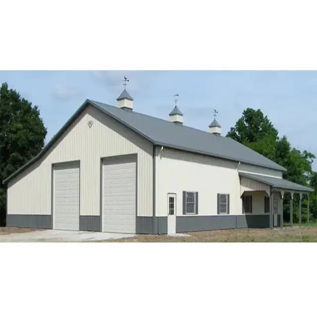 Prefab Engineering Galvanized Steel Warehouse Buildings Design Structure Truss Purlin Barn Shed Horse Arena