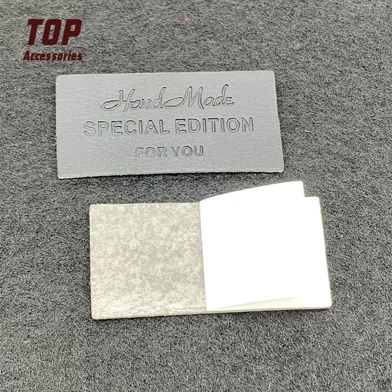 Custom Embossed Brand Logo Iron-on Leather Patches for Garment Accessories for Bags