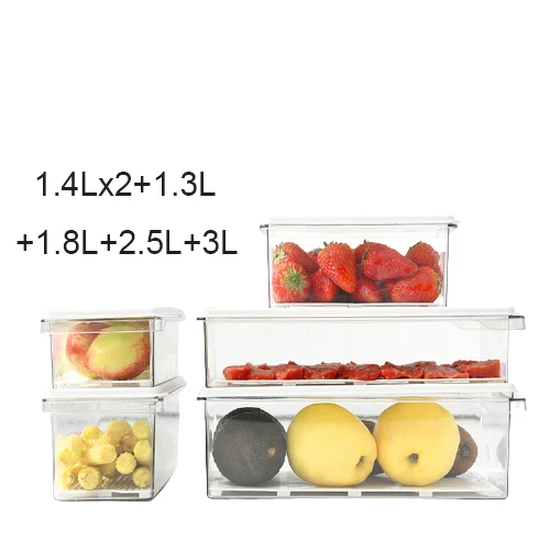 6pcs/set Plastic Boxes Fridge Storage Boxes Multifunction Home Kitchen Accessories