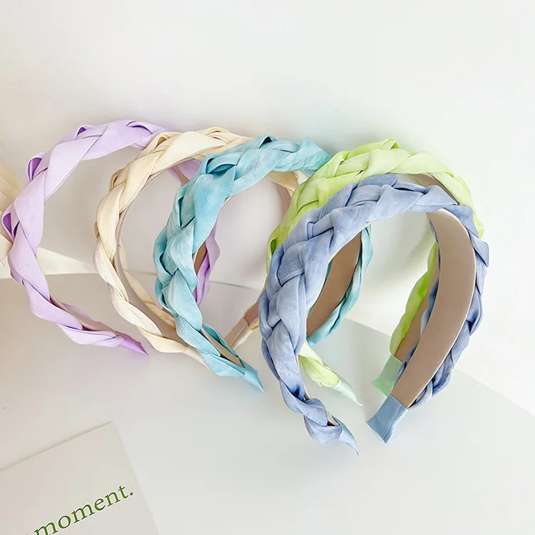 Fashion 3CM anti-slip  handmade colorful braided headband for lady   candy color  clip hair accessories