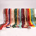 Beaded Necklace 64 Color Women 60 Inches Handmade 8mm Crystal Beaded Knotted Necklace
