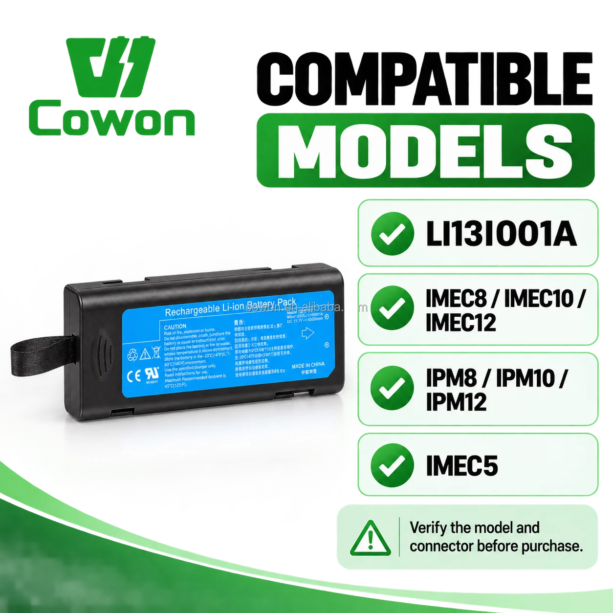 product 111v 4500mah li ion medical replacement battery for li13i001a imec5 imec8 imec10 imec12 ipm8 ipm10 ipm12 patient monitors-15