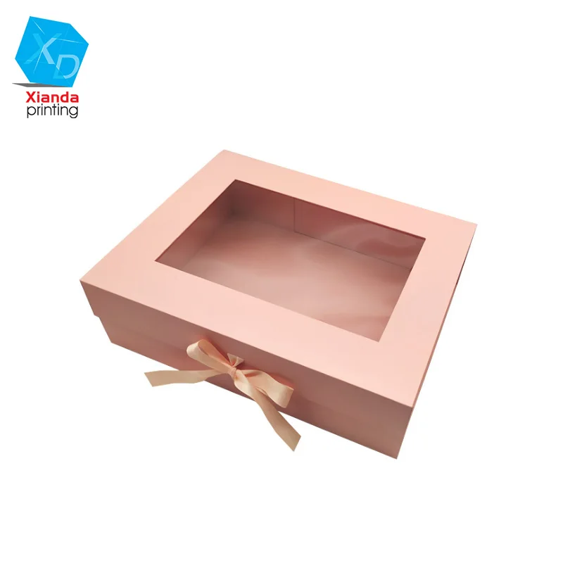 elegant recycled kraft paper artpaper gift box with clear pvc