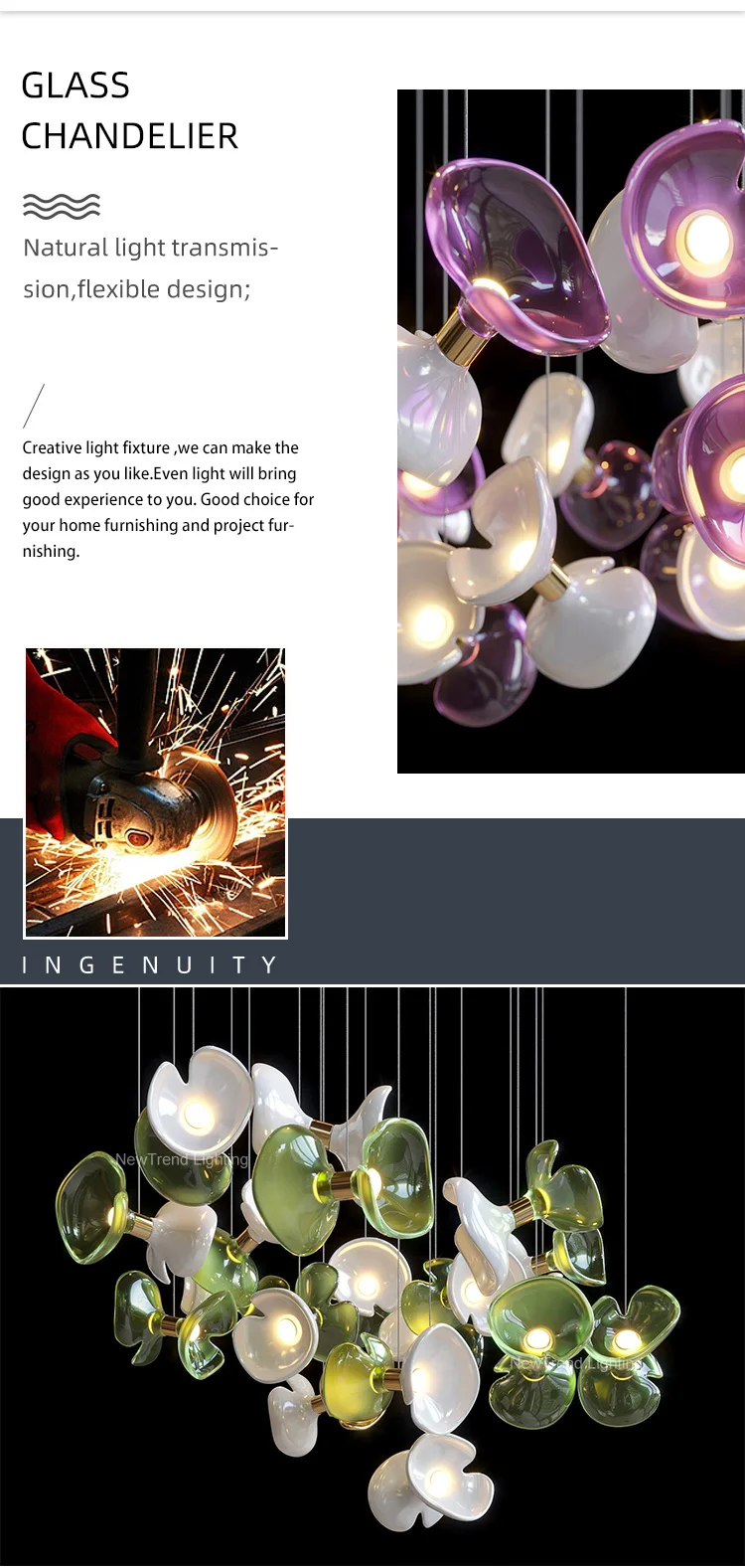 CPL-353 Contemporary Indoor Decoration Hotel Villa Staircase Custom art center Led Chandelier Light manufacture