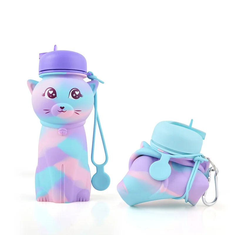Portable Leakproof Collapsible Kids Drink Bottles Eco Friendly Foldable Silicone Water Bottle