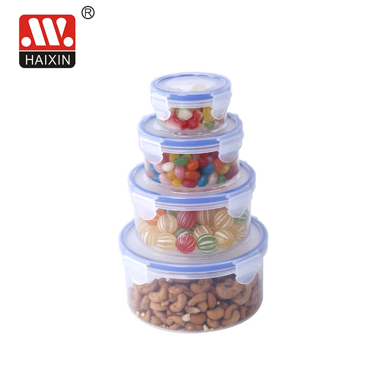 Sustainable European Take Out Home Kitchen Grain Fruit Nut Pantry Round Food Plastic Storage Box Food Containers Customized