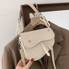 Lady Shoulder Bag 2021 New Style Saddle Bag Simple Shoulder Handbag Black Pu Lady Crossbody Bag