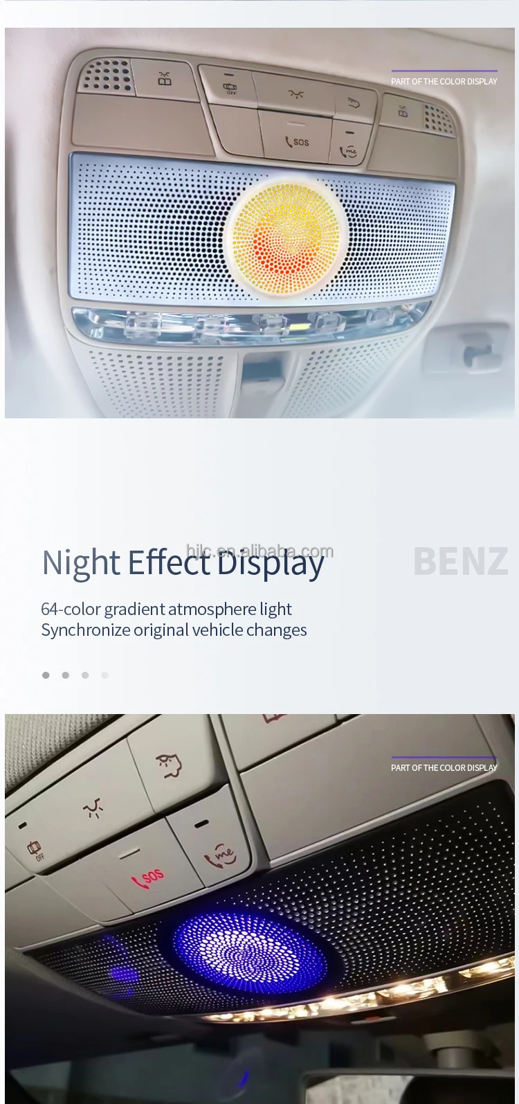 W205 3 Colors 64 Colors Ceiling Reading Light Roof Speaker for Mercedes-Benz C-class W205 GLC X253