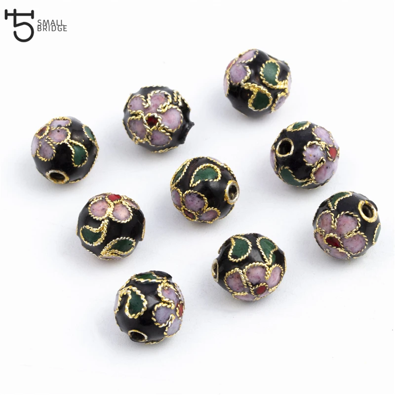 12mm copper enamel beads charms for jewelry making diy accessories for woman cloisonne spacer beads wholesale-35