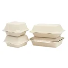 Pulp LOKYO Hot Selling Biodegradable Paper Pulp Bagasse Food Boxes Takeaway Packing Disposable Hamburger Box