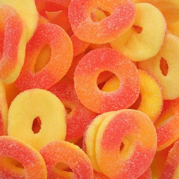 peach pink color bulk gummy candy sweets , peach rings gummy halal sweets