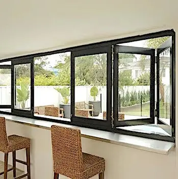 Alufront AS2047 Black or Grey Aluminium Bifold Window From Glass Aluminum Window Manufacturers