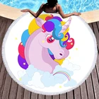 Towel Children New Round Beach Towel Cartoon Unicorn Children Beach Towel Shawl Beach Mat