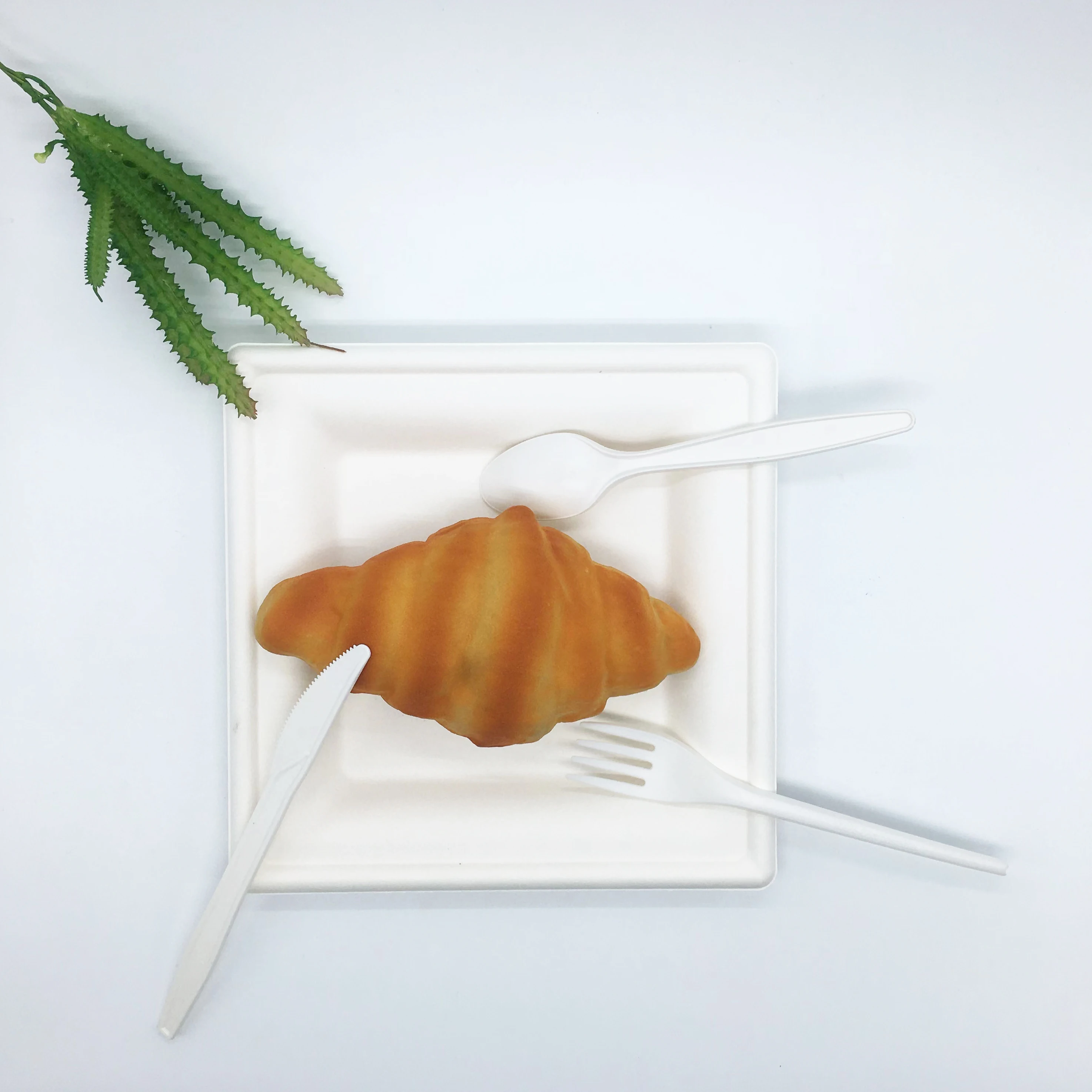 Factory Wholesale Travel Camping Disposable 170 mm Corn Starch Spoon Knife Fork Cutlery Set