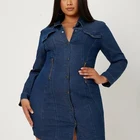 Dresses Dress Women Casual Shirt Dresses Plus Size 4xl Flap Detail Button Front Denim Dress For Women