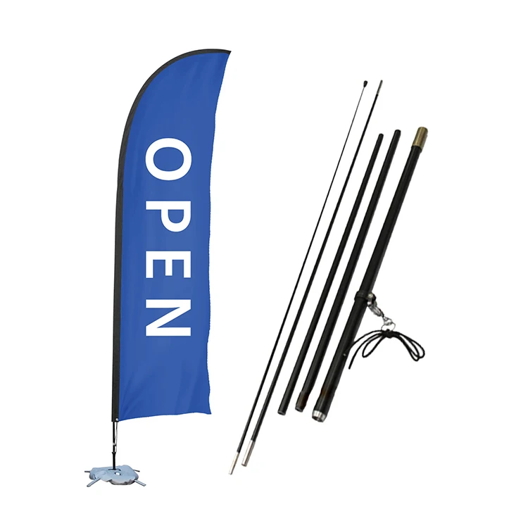 LookOurWay Open Feather Flag Complete Set with Pole and Ground Spike Red/White 