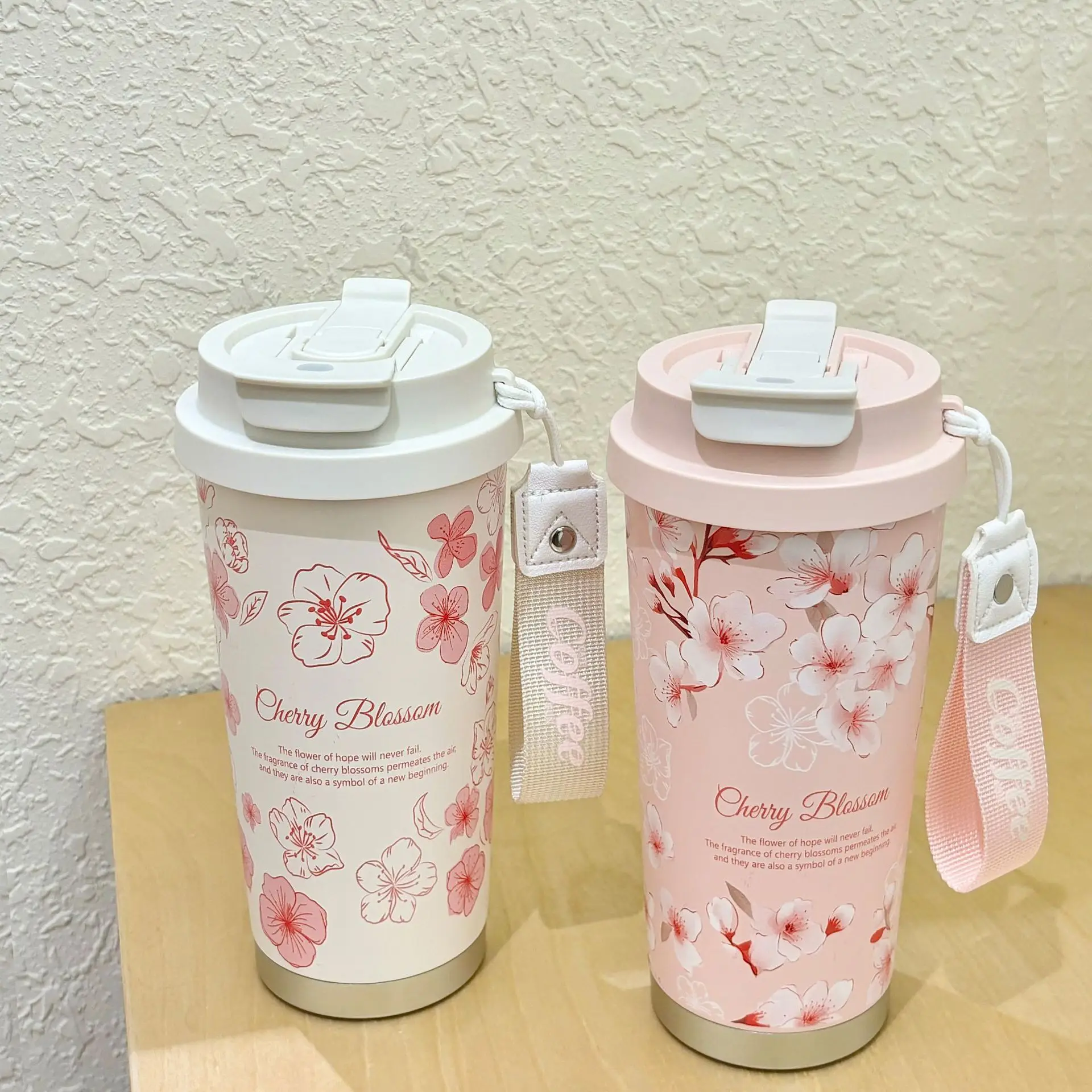 500ml customizable pattern flower pink sunflower water Cup 304 stainless steel coffee outdoor student thermos turmble