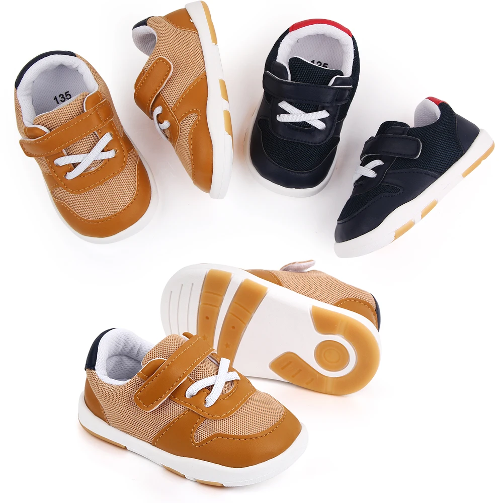 Spring and Autumn New PU Leather Match Color Mesh Breathable Children's Casual Toddler Shoes supplier