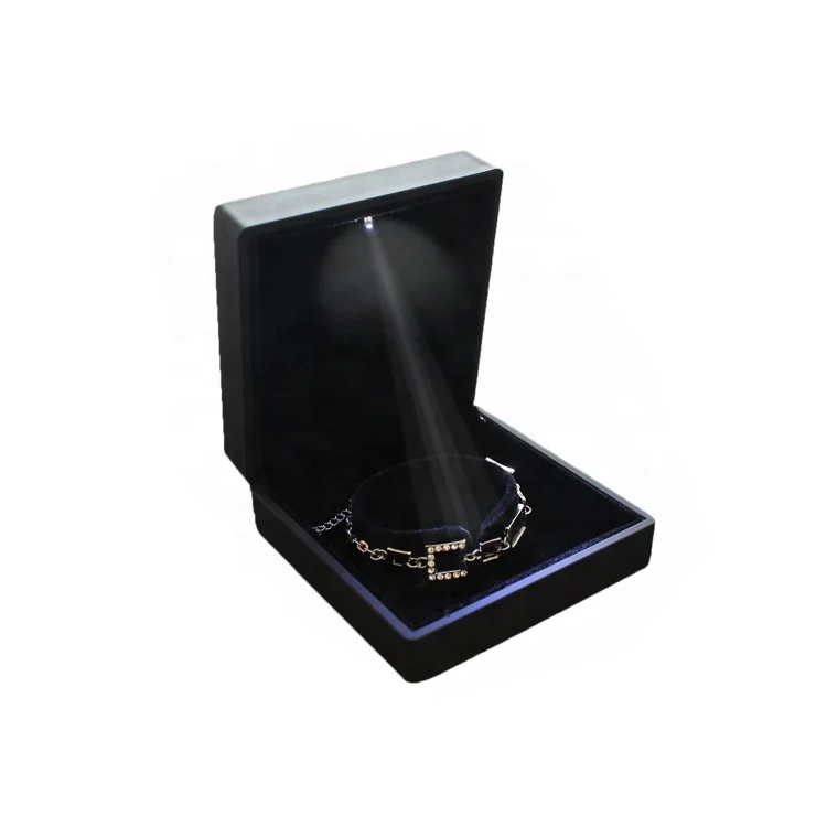 New Luxury LED Light Jewelry Case Box Wholesale Velvet Leather Gift Boxes Rings Earrings Bracelets Storage Wedding Gift Packing