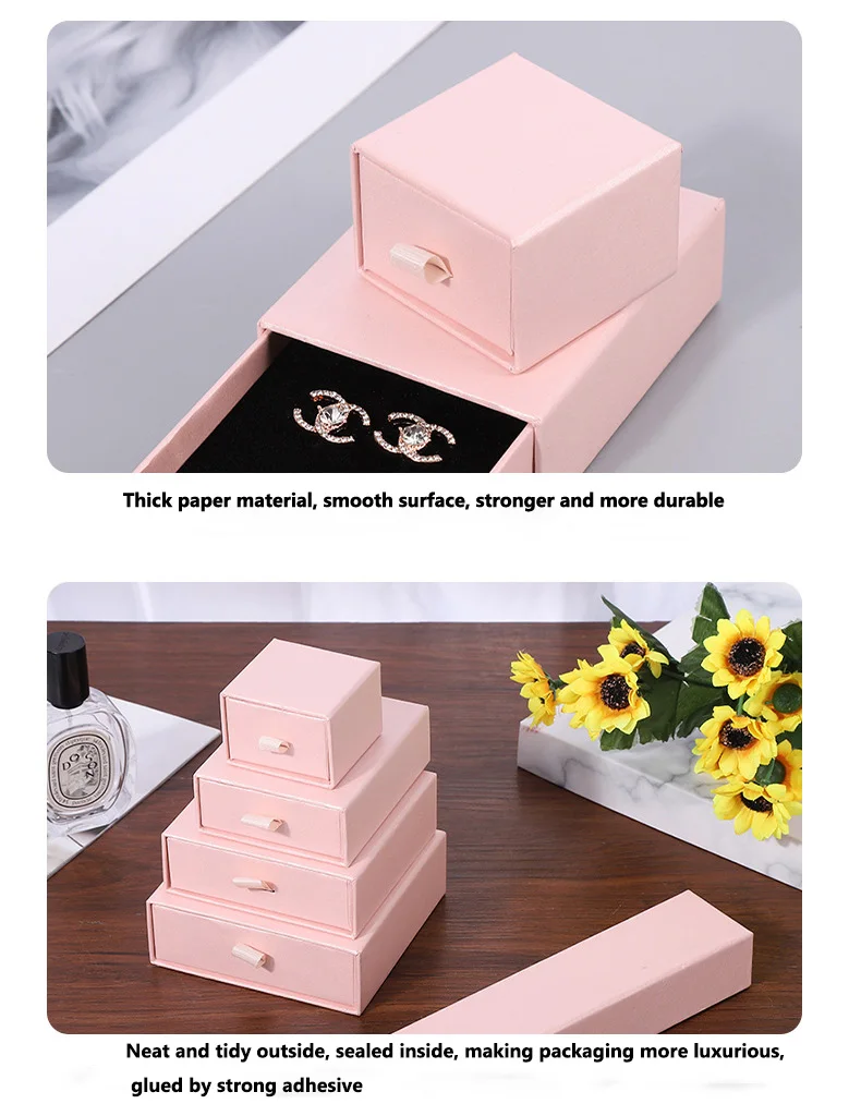 Custom Logo Cardboard Drawer Jewelry Packaging Box For Necklace Earring Bracelet Ring Jewelry Box 1